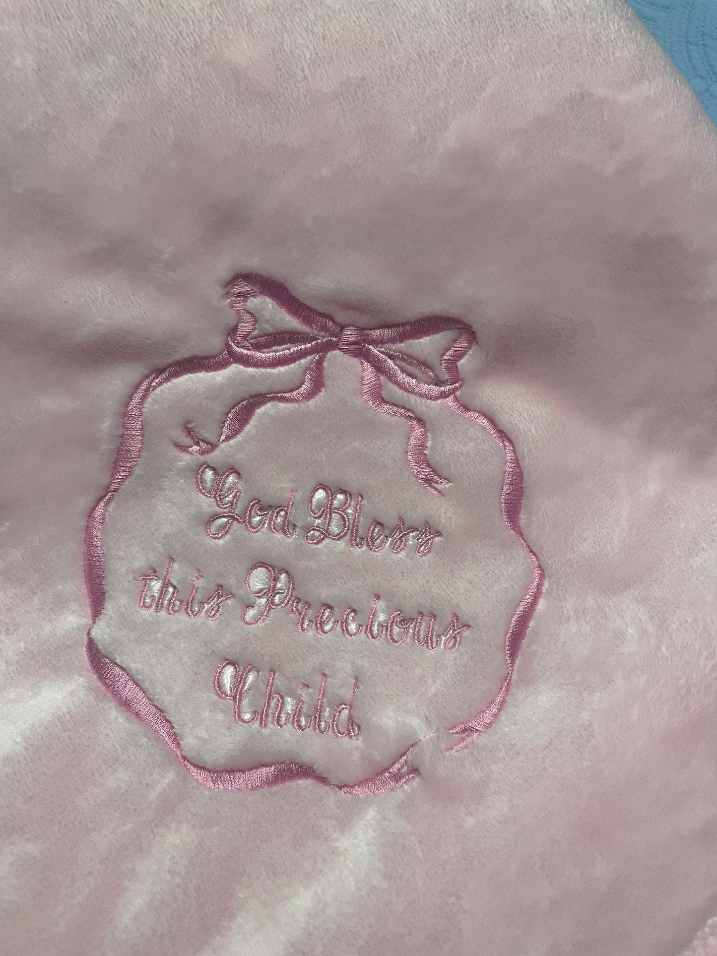"Bless this Precious Child" Pink Baby Blanket