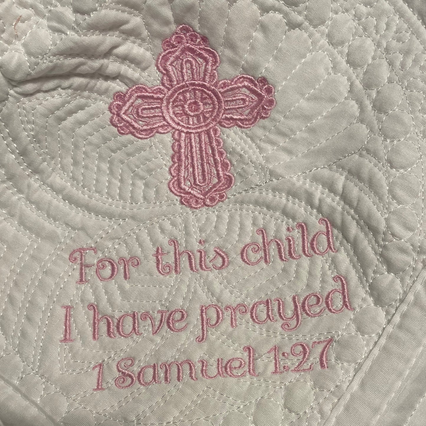 "For This Child" White Baby Quilt