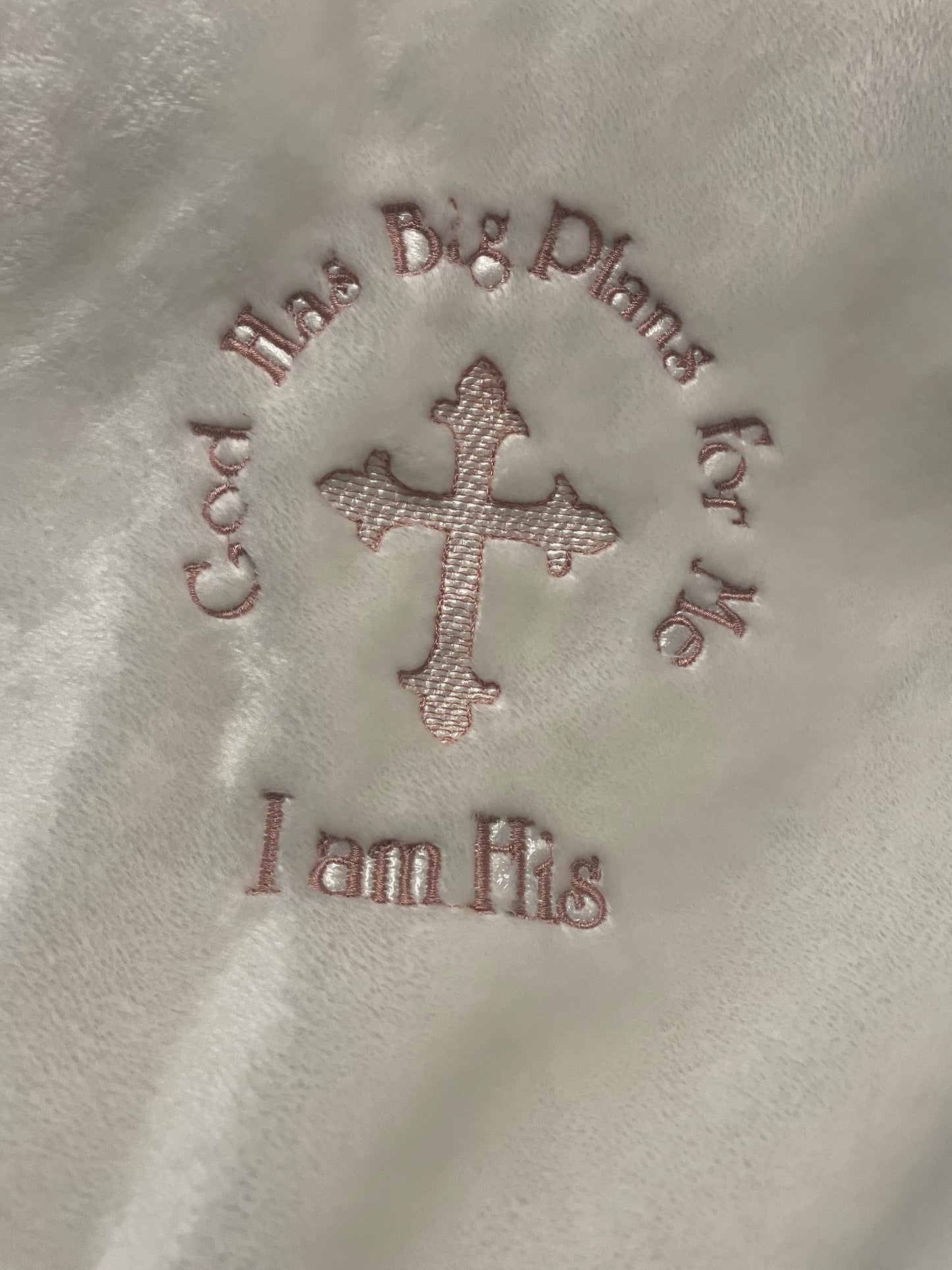 "Big Plans" White Satin-Trimmed Baby Blanket