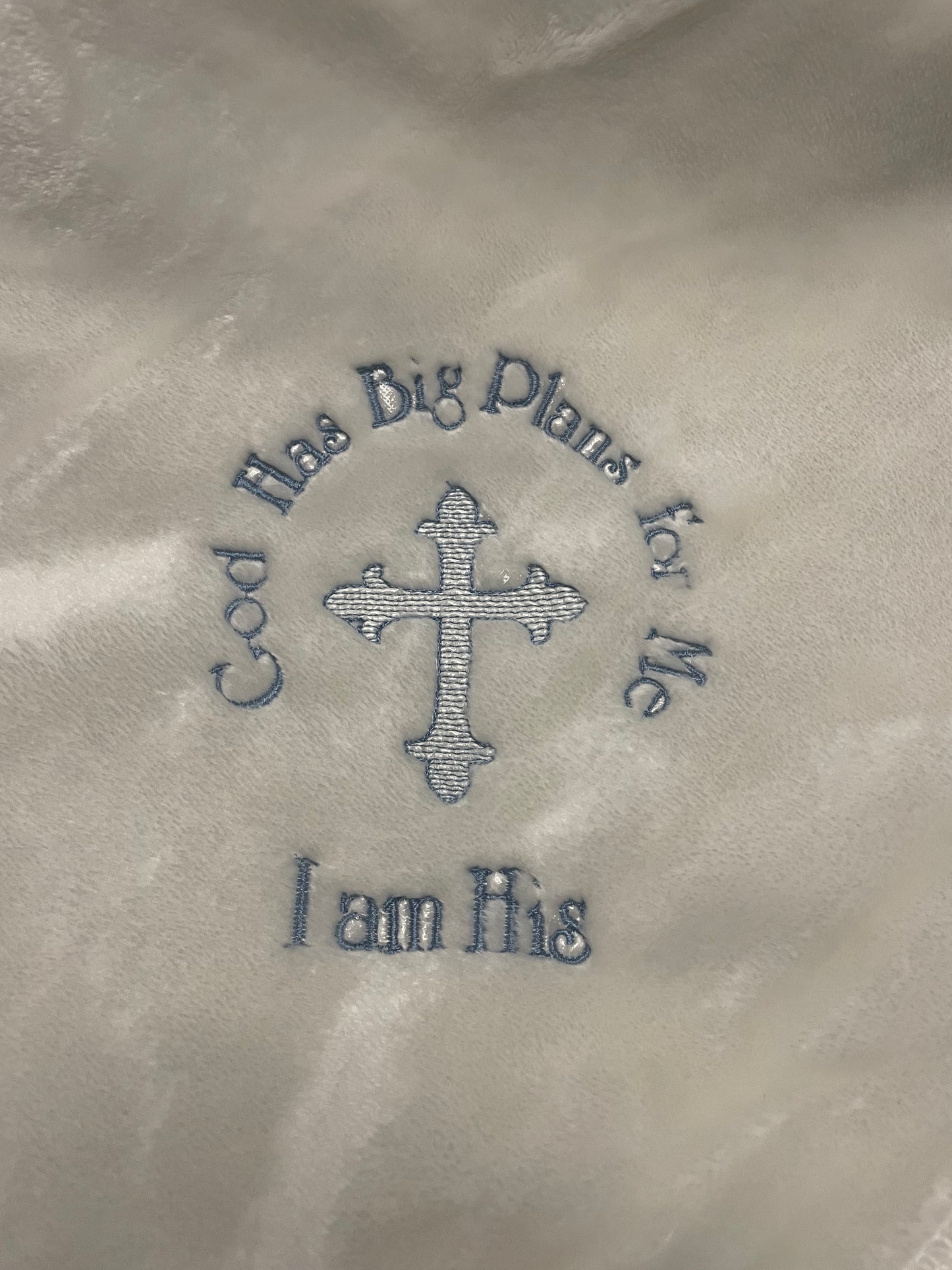 "Big Plans" White Satin-Trimmed Baby Blanket