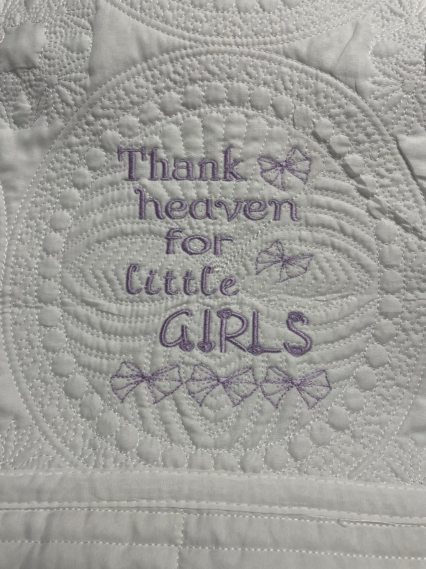 "Thank Heaven for Little Girls" White Baby Quilt