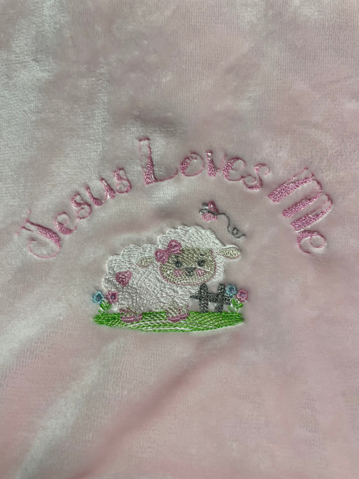 "Jesus Loves Me" Pink Baby Blanket