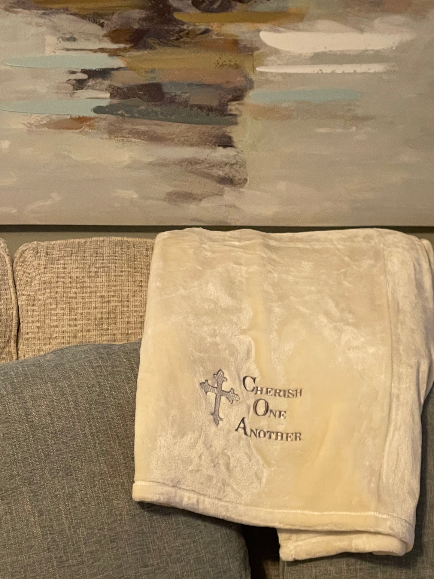 "Cherish One Another" Cream Throw