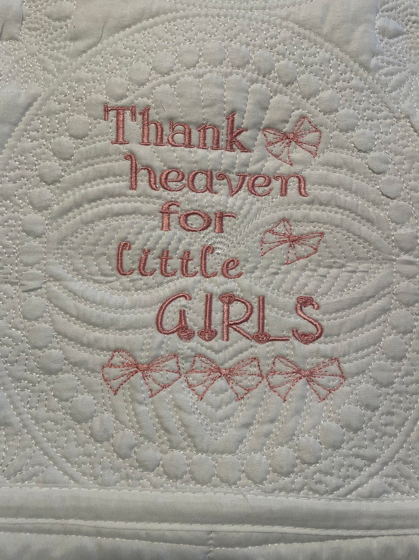 "Thank Heaven for Little Girls" White Baby Quilt