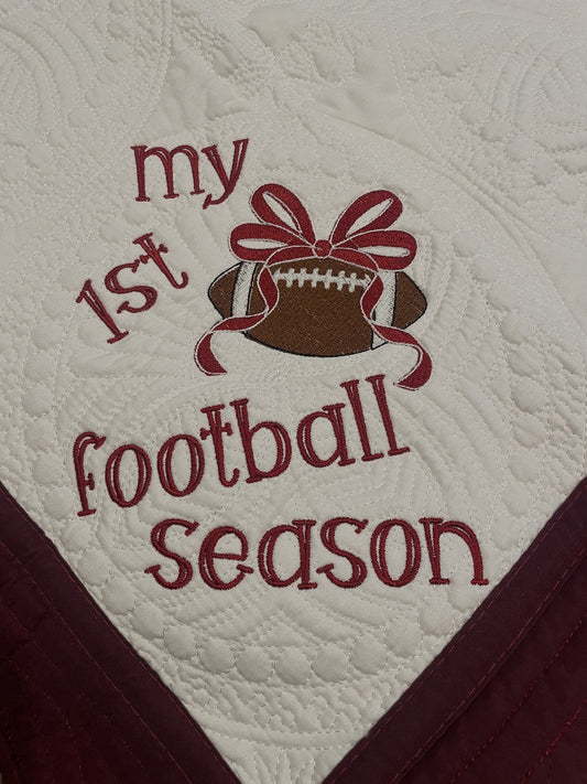 1st Football Season (Garnet) Baby Quilt