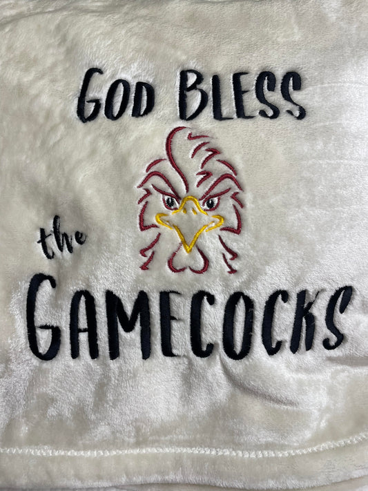 "God Bless the Gamecocks" Cream Throw