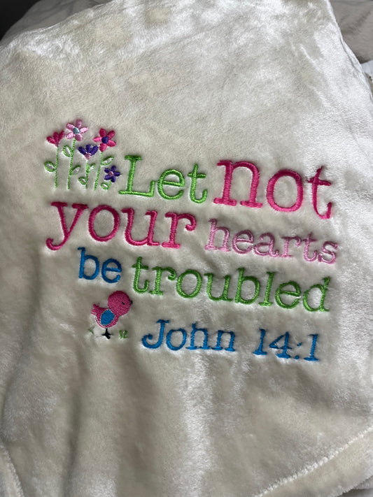 "John 14:1" Cream Throw