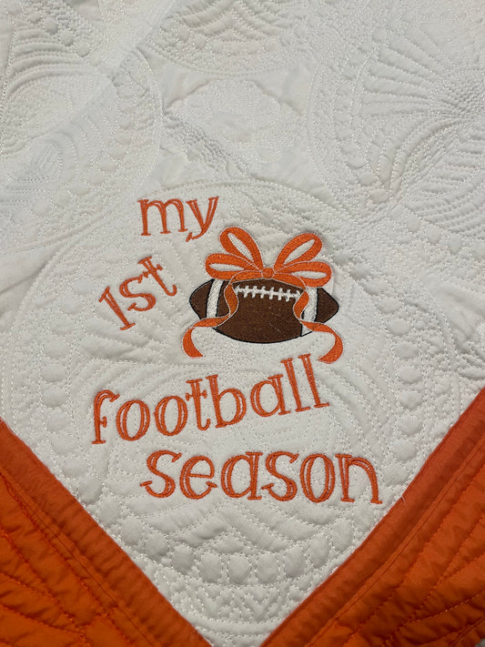 1st Football Season (Orange) Baby Quilt