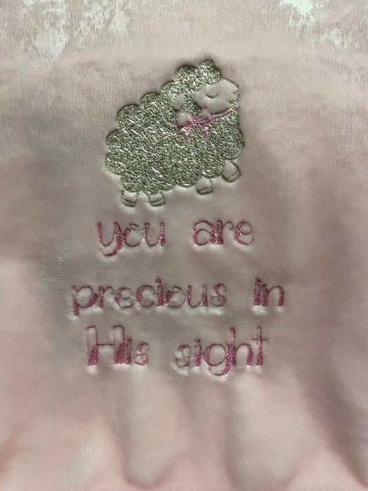 "Precious in His Sight" Pink Baby Blanket