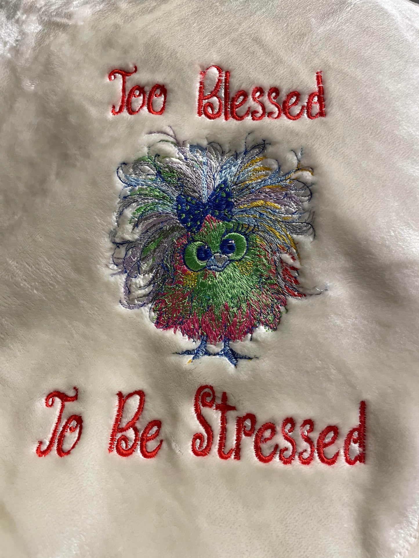 "Too Blessed to Be Stressed" Cream Throw